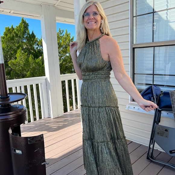 A.L.C. Elara Golde Lurex MIDI Dress - Picture 2 of 8